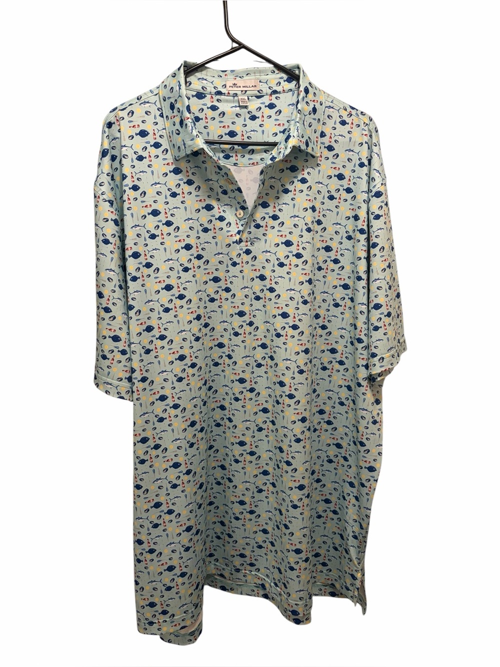 Peter Millar Light Blue Printed Men's Polo Shirt. Size XXL. Good condition